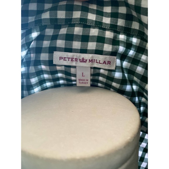 Peter Millar Button Up Top - Womens Size Large - Green Checkered Gingham - Picture 2 of 3